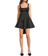 Allison & Kelly Taffeta Square Neck Bow Back Fit And Flare Dress