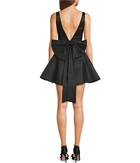 Allison & Kelly Taffeta Square Neck Bow Back Fit And Flare Dress