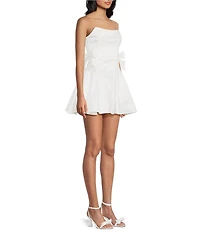 Allison & Kelly Taffeta Strapless Corseted Side Bow Dress
