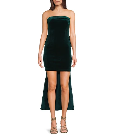 Allison & Kelly Velvet Strapless Bow Back Dress