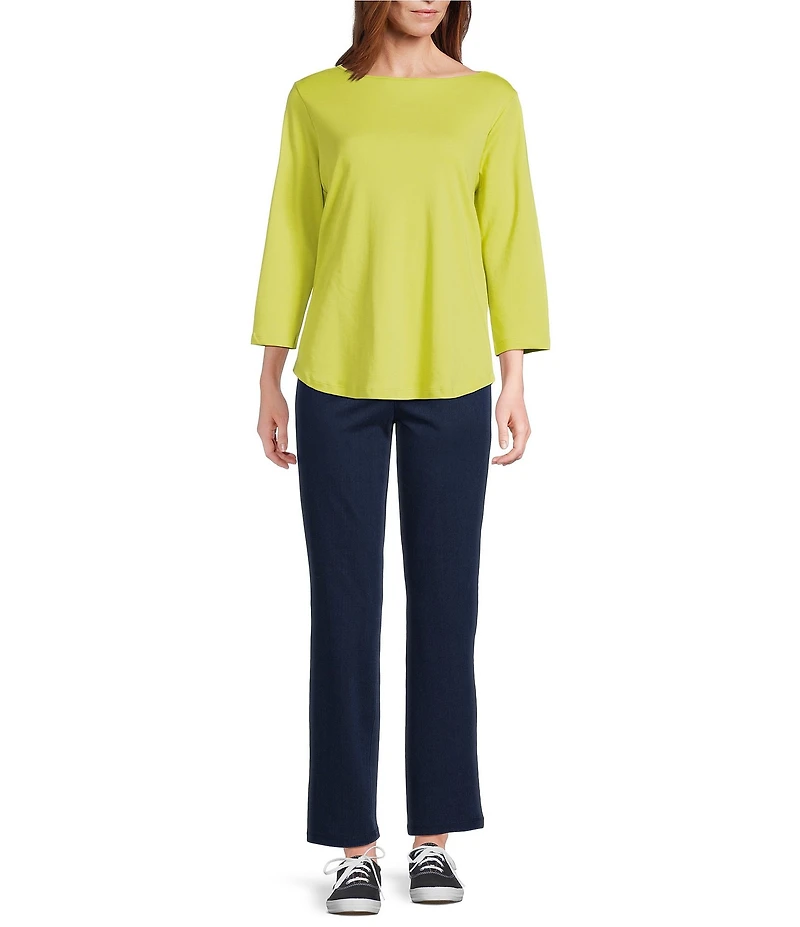 Allison Daley 3/4 Sleeve Boat Neck Knit Top