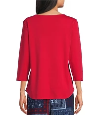 Allison Daley 3/4 Sleeve Boat Neck Knit Top