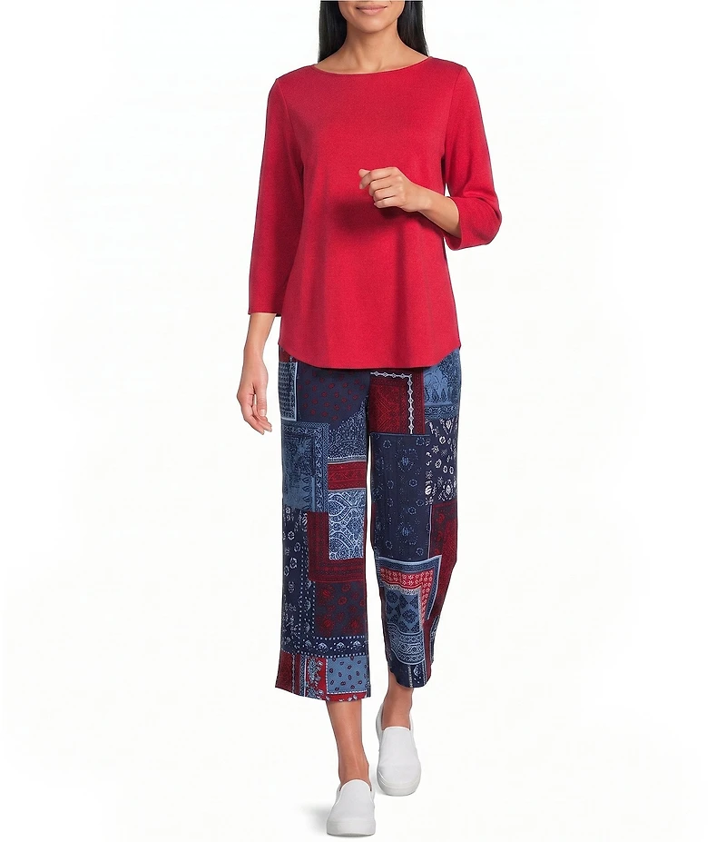 Allison Daley 3/4 Sleeve Boat Neck Knit Top