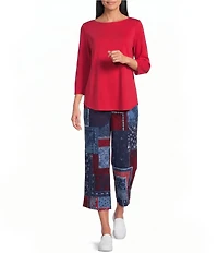 Allison Daley 3/4 Sleeve Boat Neck Knit Top