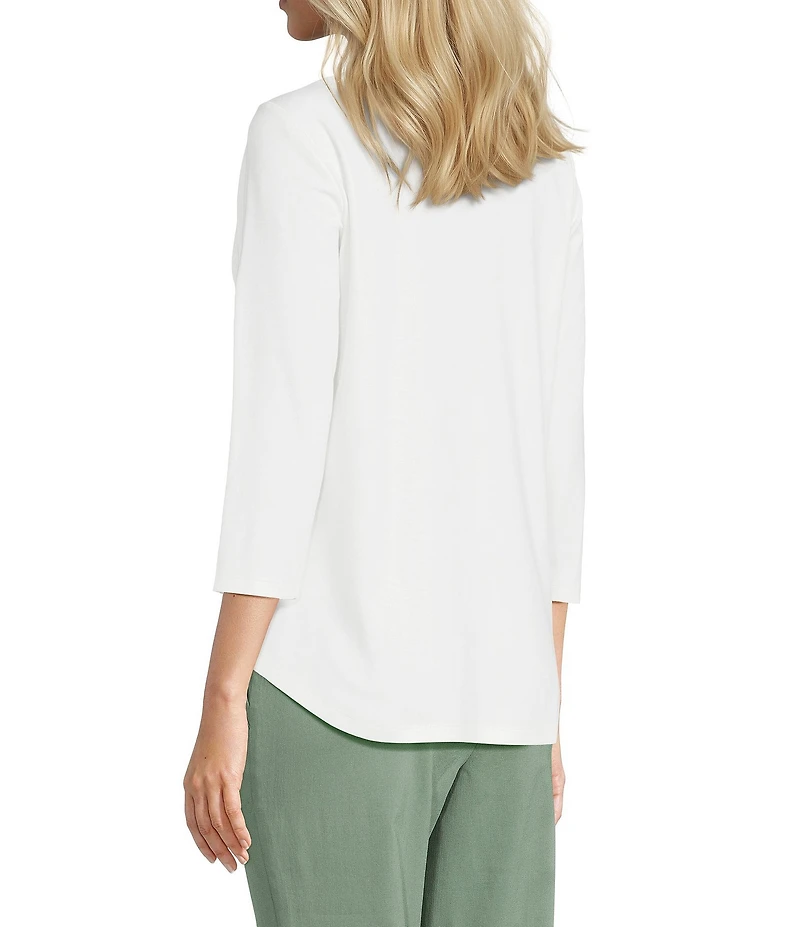 Allison Daley 3/4 Sleeve Boat Neck Knit Top