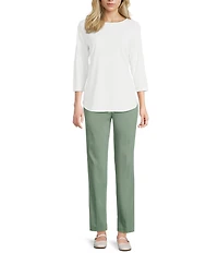 Allison Daley 3/4 Sleeve Boat Neck Knit Top