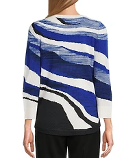 Allison Daley 3/4 Sleeve Crew Neck Curve Hem Sweater