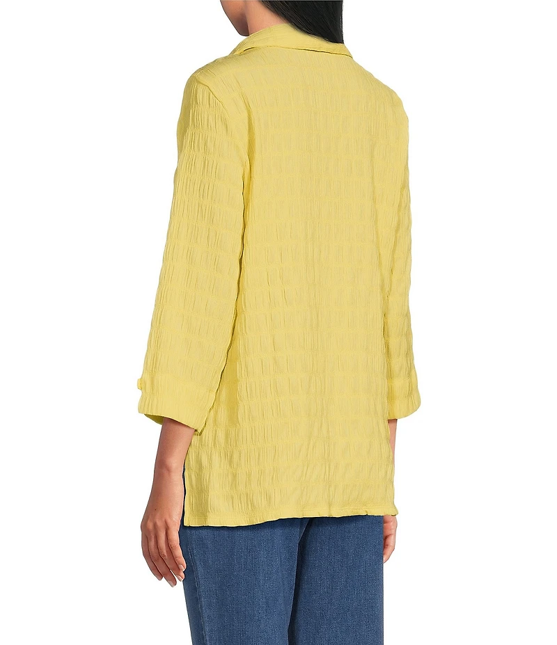 Allison Daley 3/4 Sleeve Point Collar Button Front Knit Top