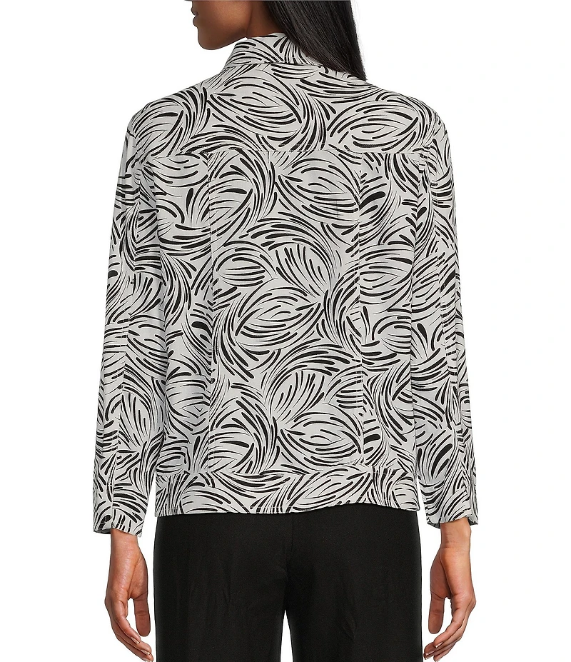 Allison Daley 3/4 Sleeve Point Collar Button Front Linen Blend Jacket