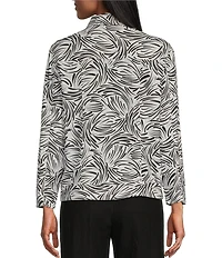 Allison Daley 3/4 Sleeve Point Collar Button Front Linen Blend Jacket