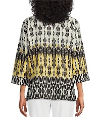 Allison Daley 3/4 Sleeve Point Collar Button Front Shirt