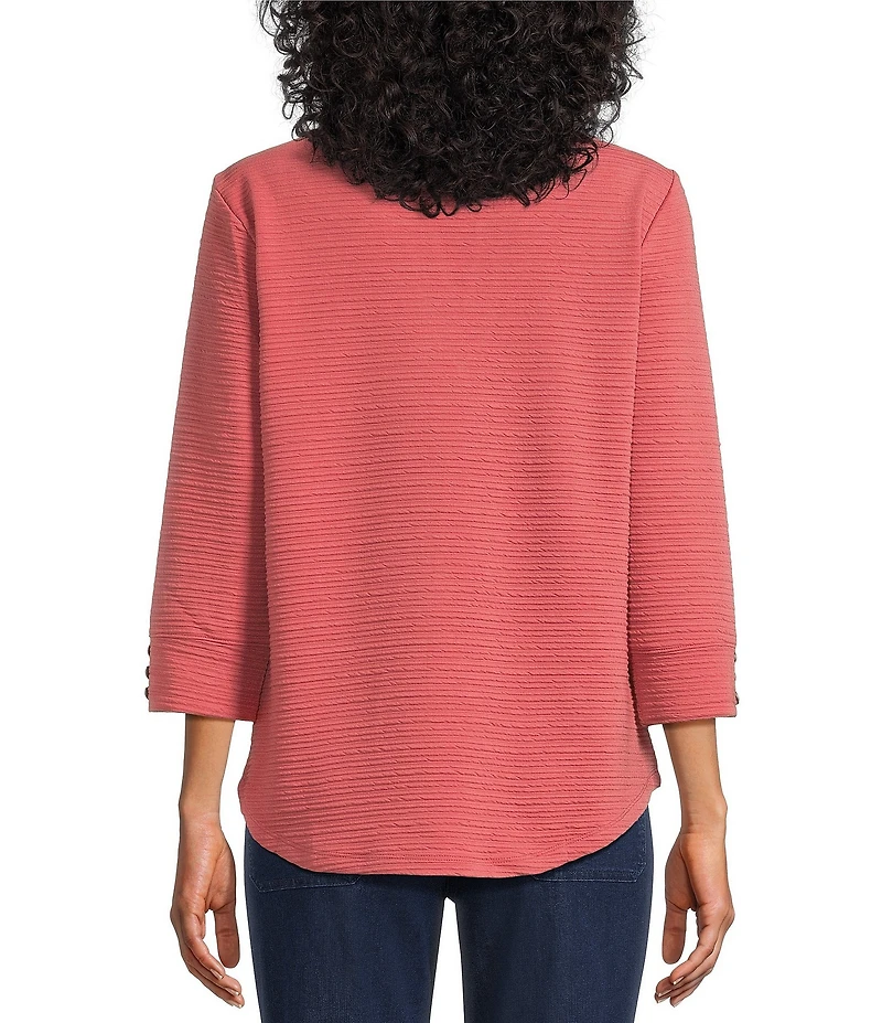 Allison Daley 3/4 Sleeve V-Neck Keyhole Knit Top