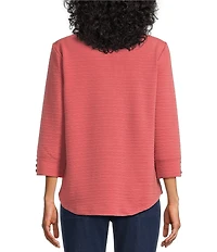 Allison Daley 3/4 Sleeve V-Neck Keyhole Knit Top