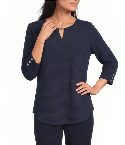 Allison Daley 3/4 Sleeve V-Neck Keyhole Knit Top