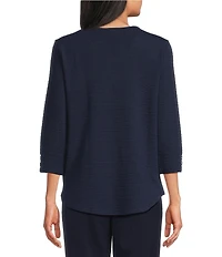 Allison Daley 3/4 Sleeve V-Neck Keyhole Knit Top