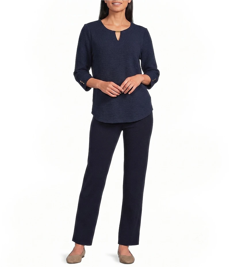 Allison Daley 3/4 Sleeve V-Neck Keyhole Knit Top