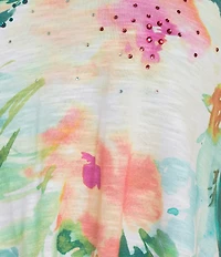 Allison Daley 3/4 Sleeve V-Neck Knot Hem Knit Top