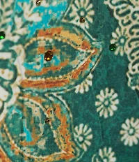 Allison Daley Batik Floral Print 3/4 Sleeve Keyhole Neck Knit Top