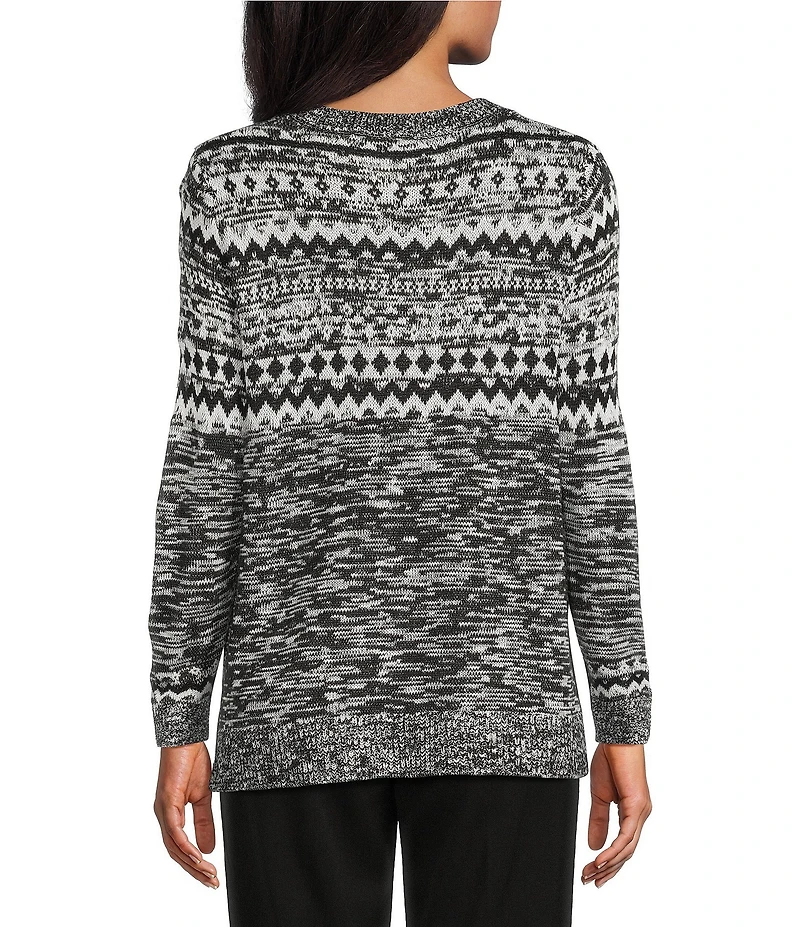 Allison Daley Black Snow White Long Sleeve Crew Neck Sweater