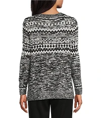 Allison Daley Black Snow White Long Sleeve Crew Neck Sweater