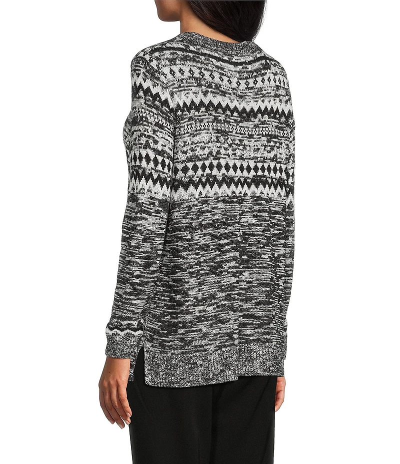 Allison Daley Black Snow White Long Sleeve Crew Neck Sweater