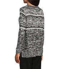 Allison Daley Black Snow White Long Sleeve Crew Neck Sweater