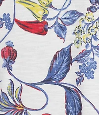 Allison Daley Bountiful Botanical Print Short Sleeve Keyhole Neck Knit Top