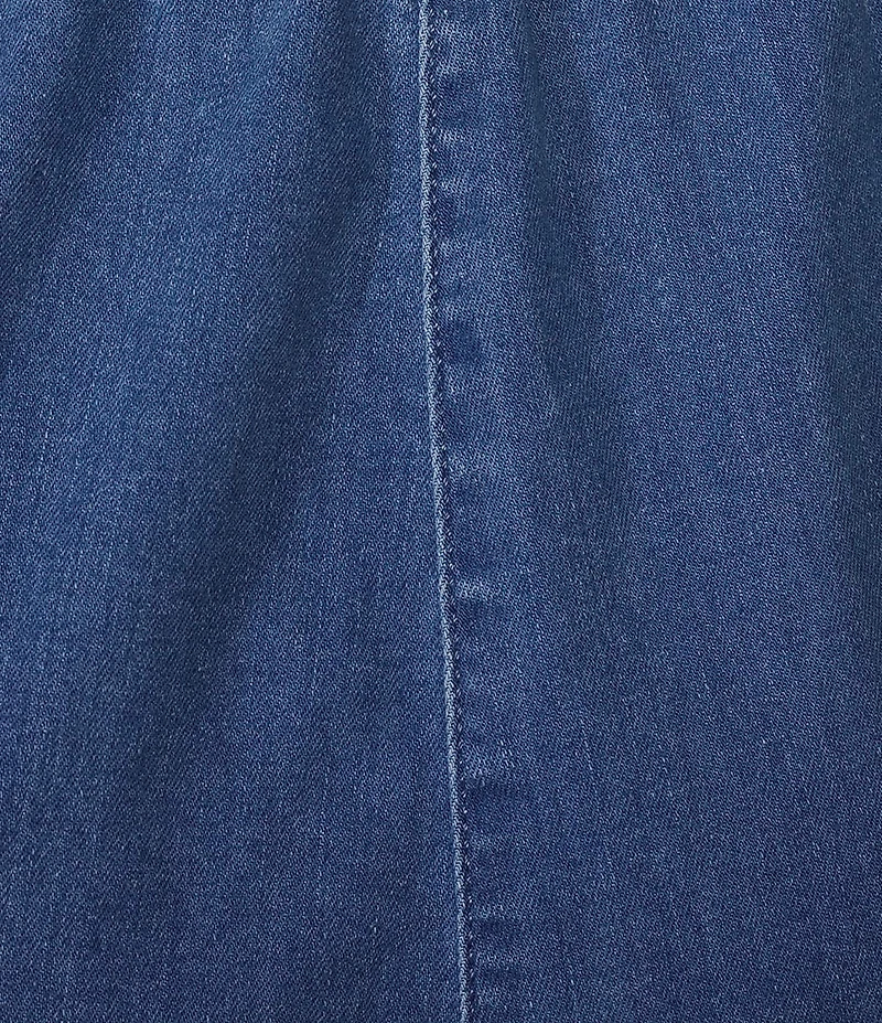 Allison Daley Chambray Straight Leg Stretch Denim Elastic Waist Pull-On Jeans