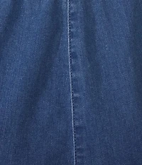 Allison Daley Chambray Straight Leg Stretch Denim Elastic Waist Pull-On Jeans