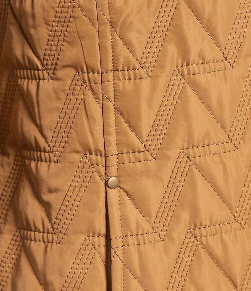 Allison Daley Chevron Sleeveless Two Way Zip Up Woven Quilted Vest