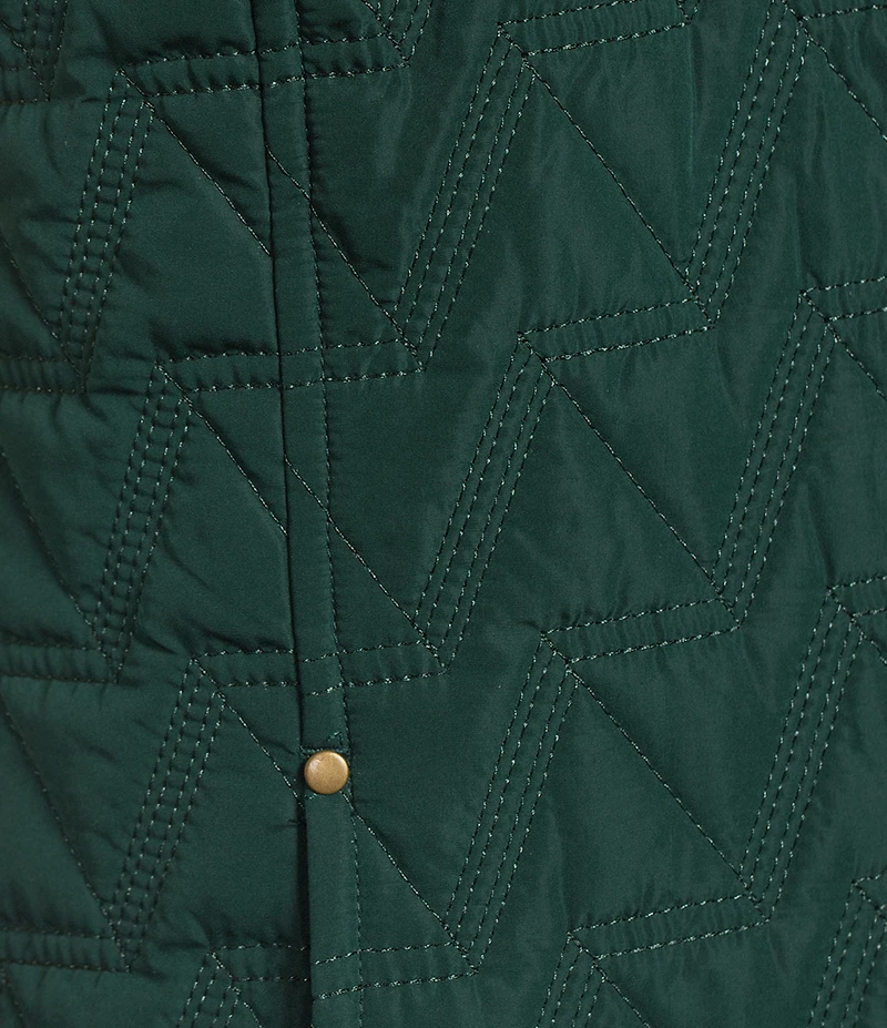 Allison Daley Chevron Sleeveless Two Way Zip Up Woven Quilted Vest