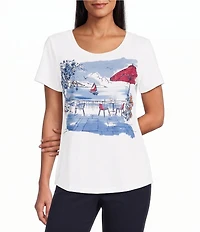 Allison Daley Coast Walk Short Sleeve Crew Neck Knit Top
