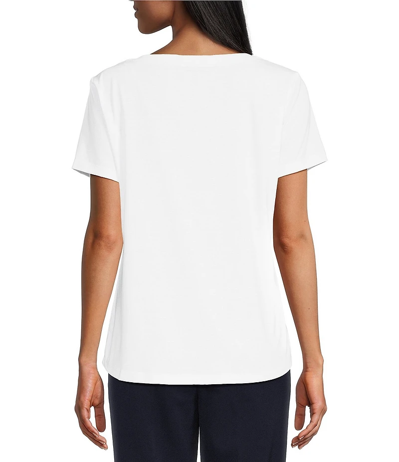 Allison Daley Coast Walk Short Sleeve Crew Neck Knit Top