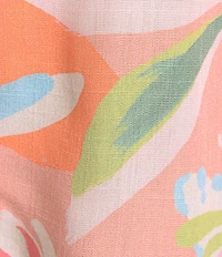 Allison Daley Desert Flower Print 3/4 Tie Sleeve Point Collar Button Front Blouse