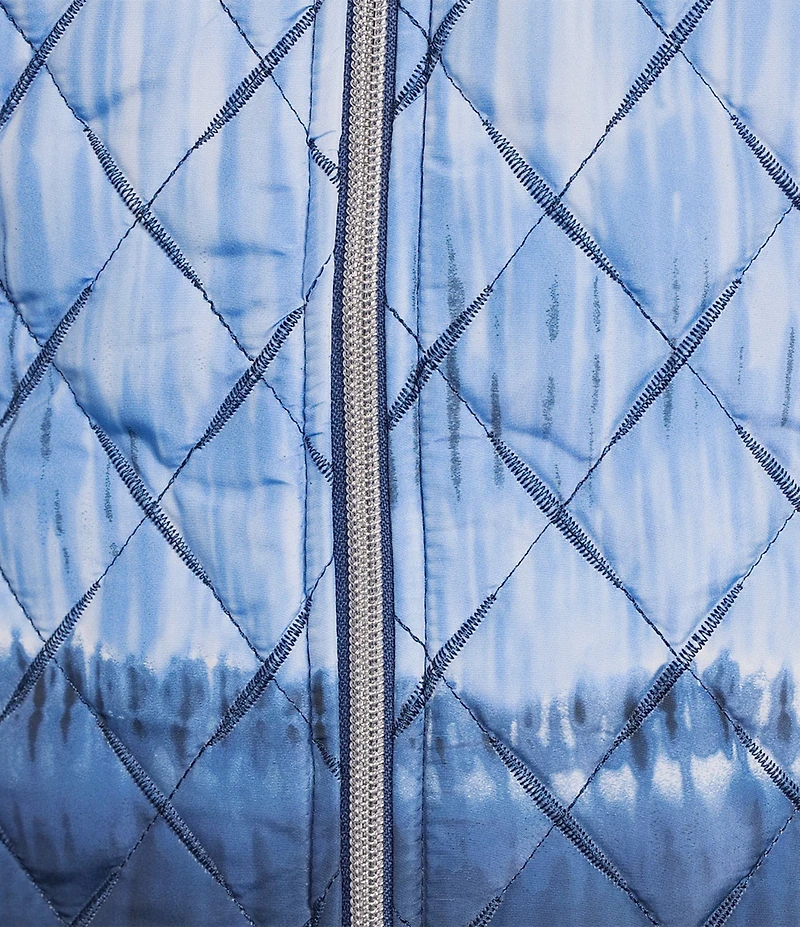 Allison Daley Diamond Quilt Sleeveless Embellished Zip Up Vest