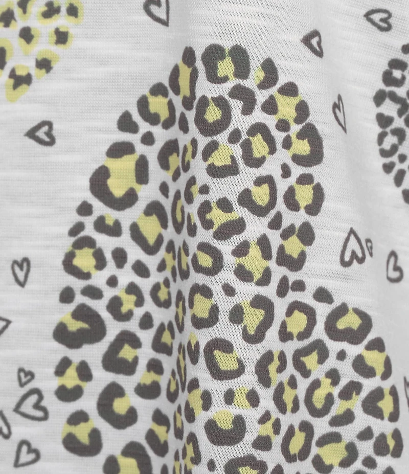 Allison Daley Embellished Cascading Hearts Print 3/4 Sleeve Crew Neckline Knit Top