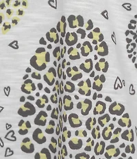 Allison Daley Embellished Cascading Hearts Print 3/4 Sleeve Crew Neckline Knit Top