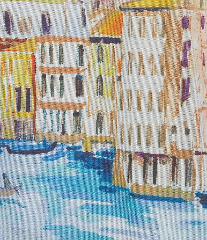 Allison Daley Embellished Magic Canal Print 3/4 Sleeve Crew Neck Knit Top