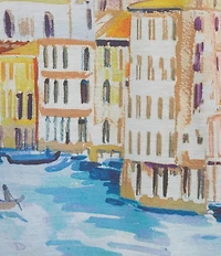 Allison Daley Embellished Magic Canal Print 3/4 Sleeve Crew Neck Knit Top