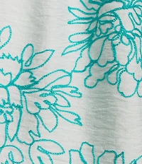 Allison Daley Embroidered 3/4 Sleeve Point Collar Button Front Blouse