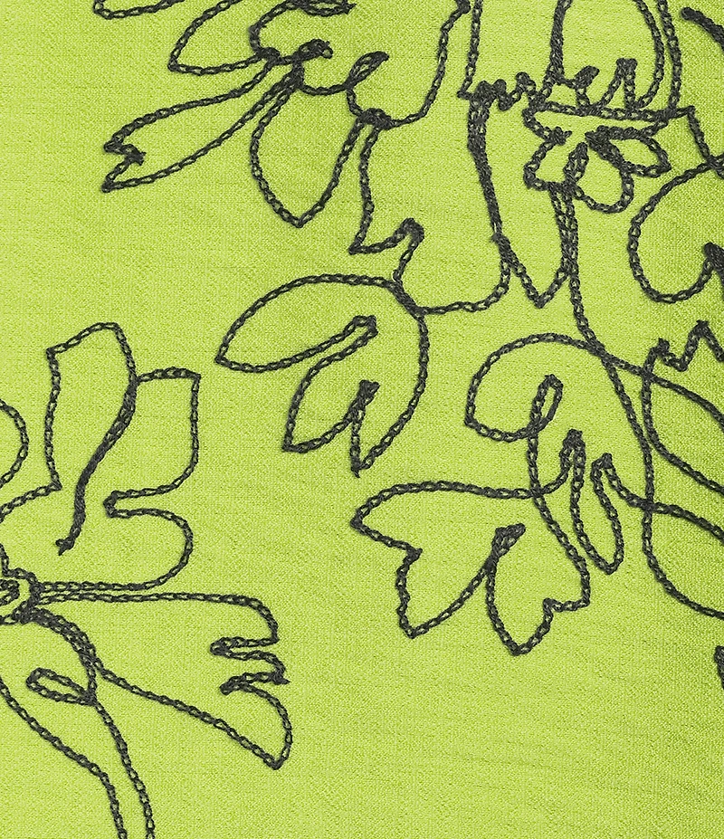 Allison Daley Embroidered 3/4 Sleeve Point Collar Button Front Blouse