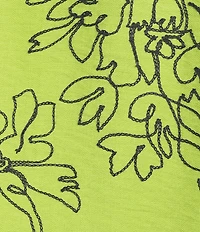 Allison Daley Embroidered 3/4 Sleeve Point Collar Button Front Blouse