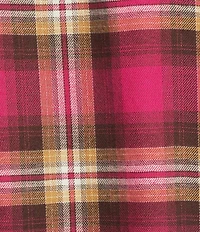Allison Daley Espresso Vivacious Plaid Print 3/4 Sleeve Point Collar Button Front Shirt