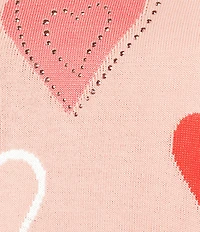 Allison Daley Floating Hearts 3/4 Sleeve Crew Neck Curve Hem Sweater