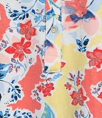 Allison Daley Floral Print 3/4 Sleeve Henley Neck Knit Top