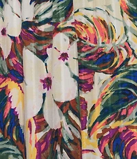 Allison Daley Floral Print Short Ruffle Sleeve Tassel V-Neck Top