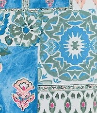 Allison Daley Ikat Collage 3/4 Sleeve Crew Crisscross Neck Embellished Knit Top