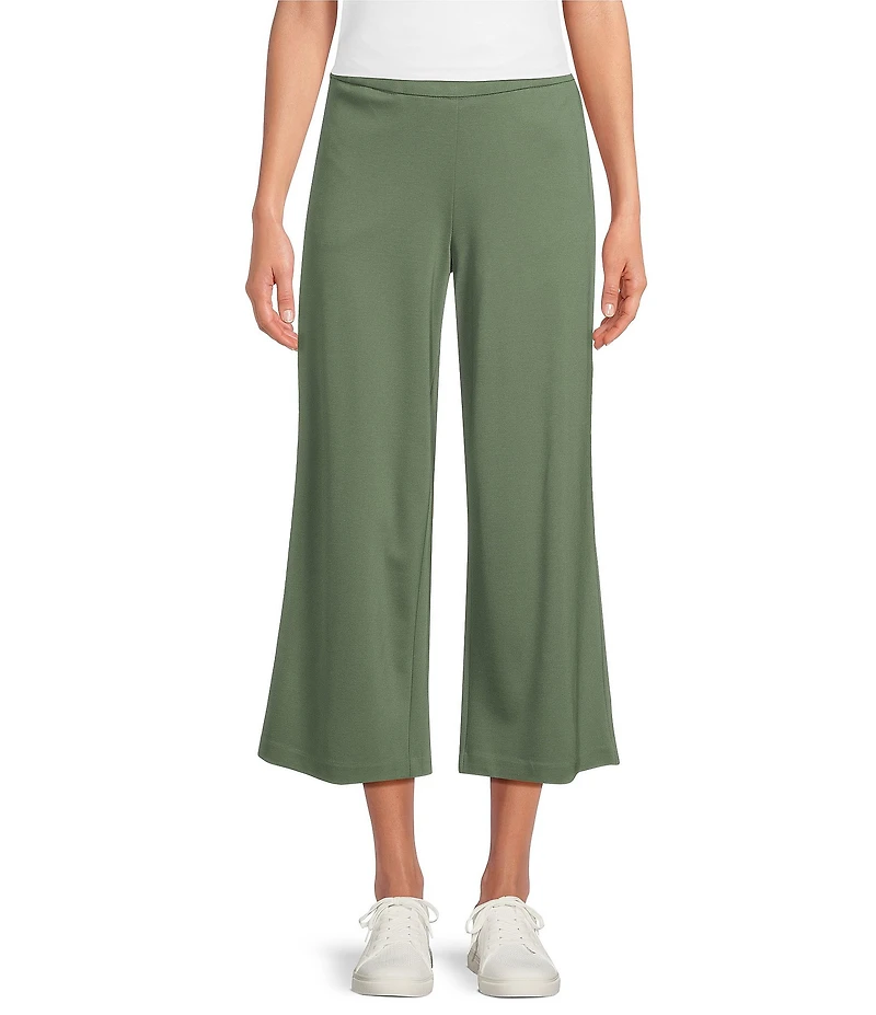 Allison Daley Light Weight Ponte Wide Leg Pull-On Crop Pants