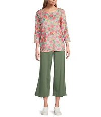Allison Daley Light Weight Ponte Wide Leg Pull-On Crop Pants