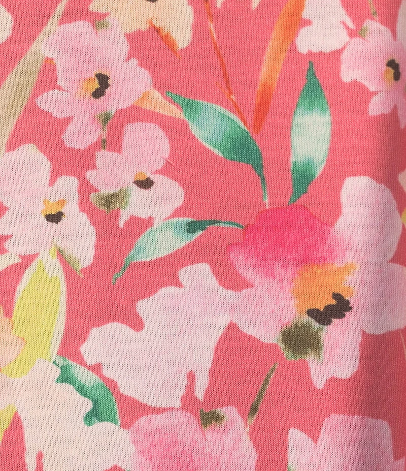 Allison Daley Living Floral Print 3/4 Sleeve Criss Cross V-Neck Knit Top